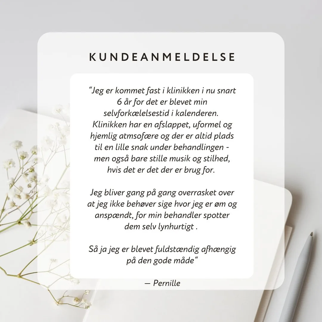 Kundeanmeldelse, Massageoplevelse hos Helse- & Idrætsklinikken.